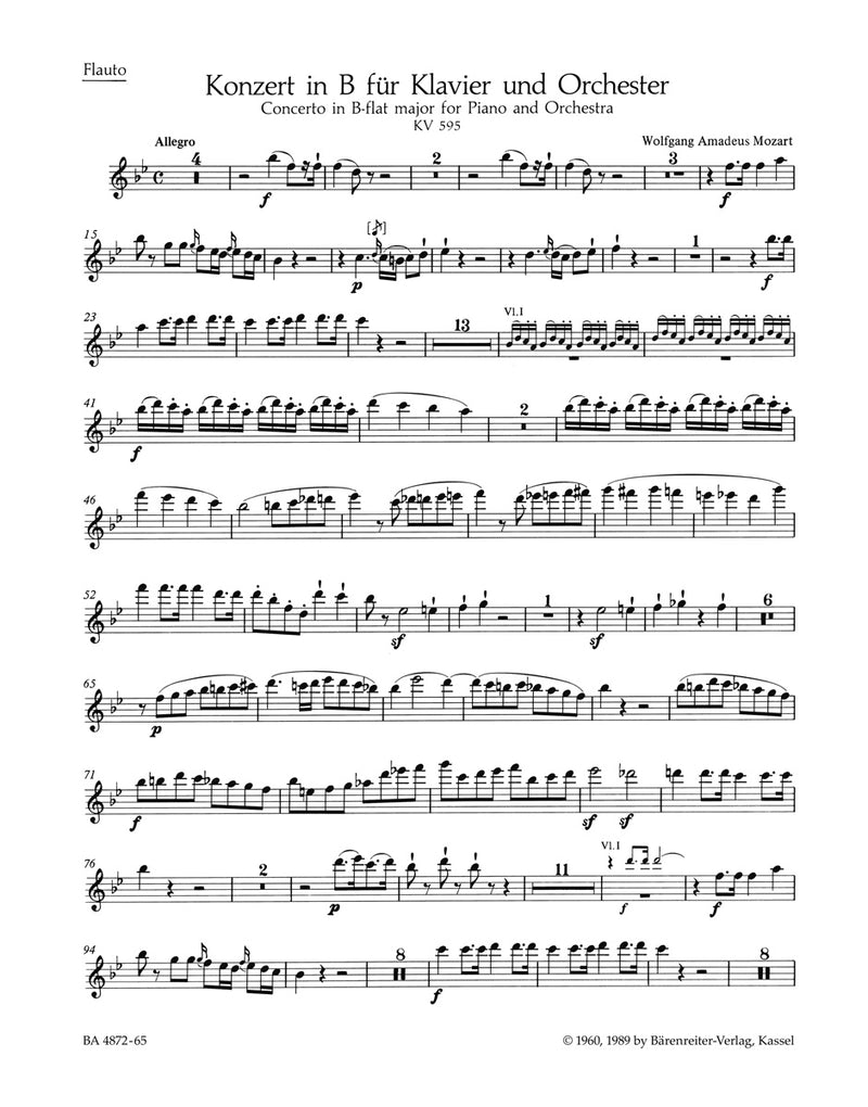 Concerto for Piano and Orchestra Nr. 27 B-flat major K. 595 [set of winds]