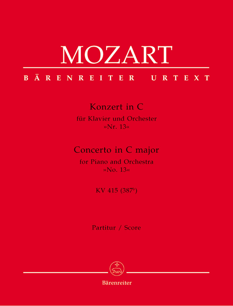 Concerto for Piano and Orchestra Nr. 13 C major K. 415 (387b) [score]