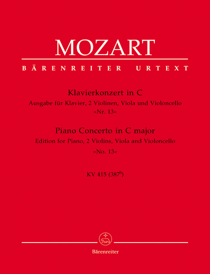 Concerto for Piano and Orchestra Nr. 13 C major K. 415 (387b) (Edition for piano quintet)