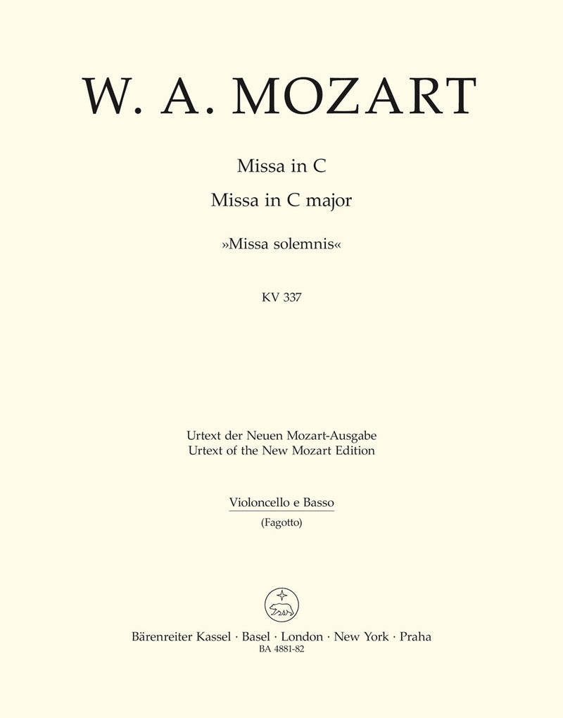 Missa C major K. 337 "Missa solemnis" [cello/double bass/bassoon part]