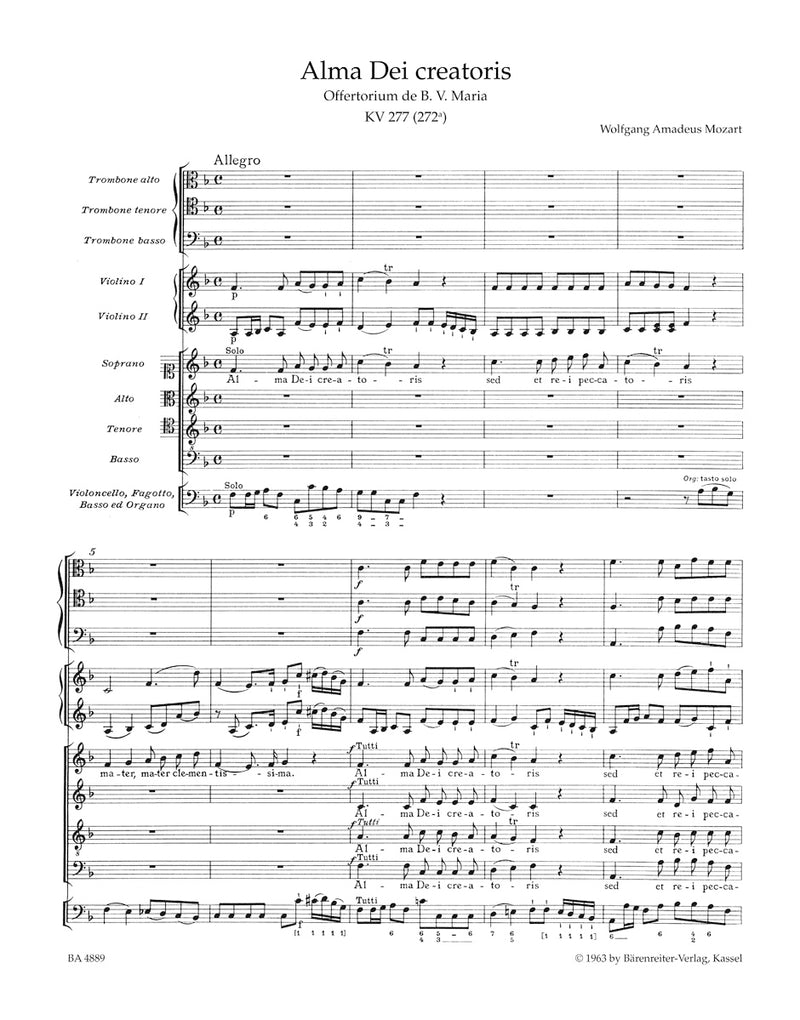 Alma Dei creatoris K. 277 (272a) [score]