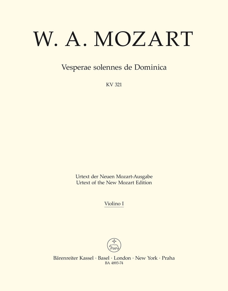 Vesperae solennes de Dominica K. 321 [violin 1 part]