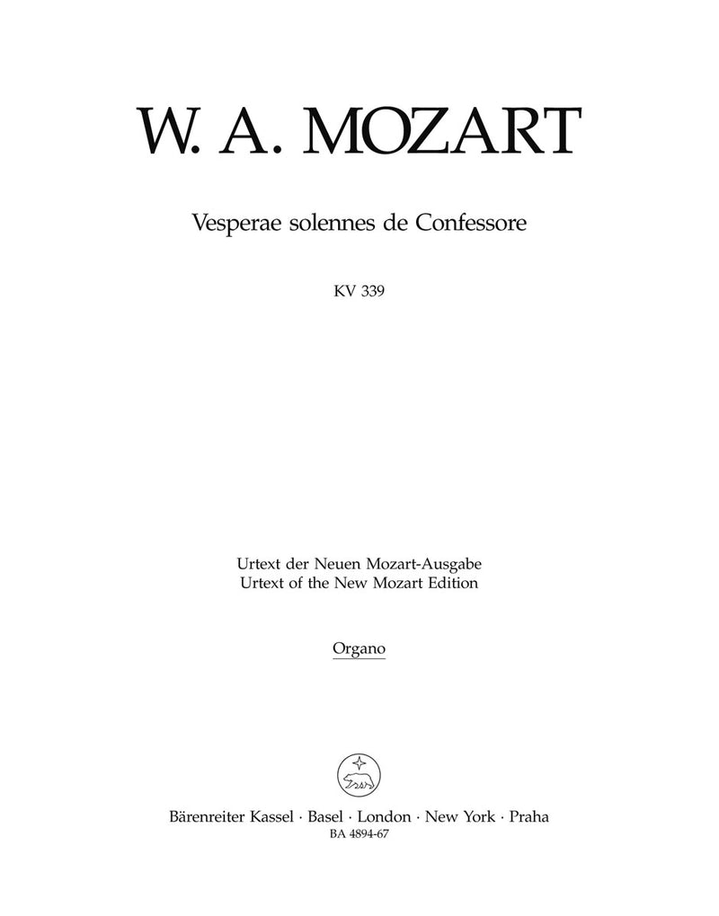 Vesperae solennes de Confessore K. 339 [organ part]