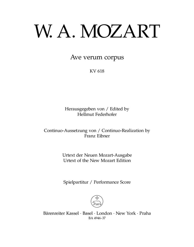 Ave verum corpus K. 618 [Performance score]