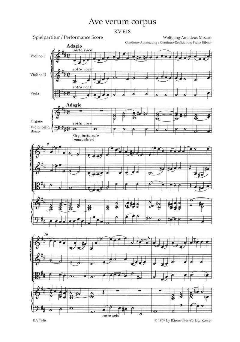 Ave verum corpus K. 618 [Performance score]