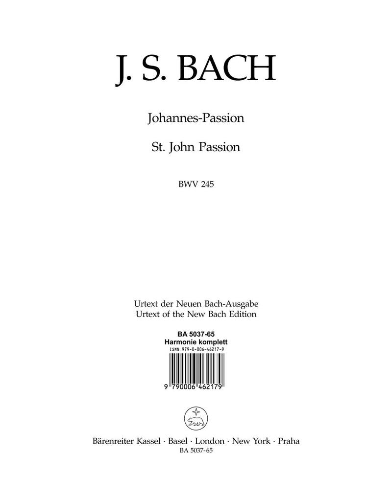 Johannes-Passion, BWV 245 [set of wind parts]
