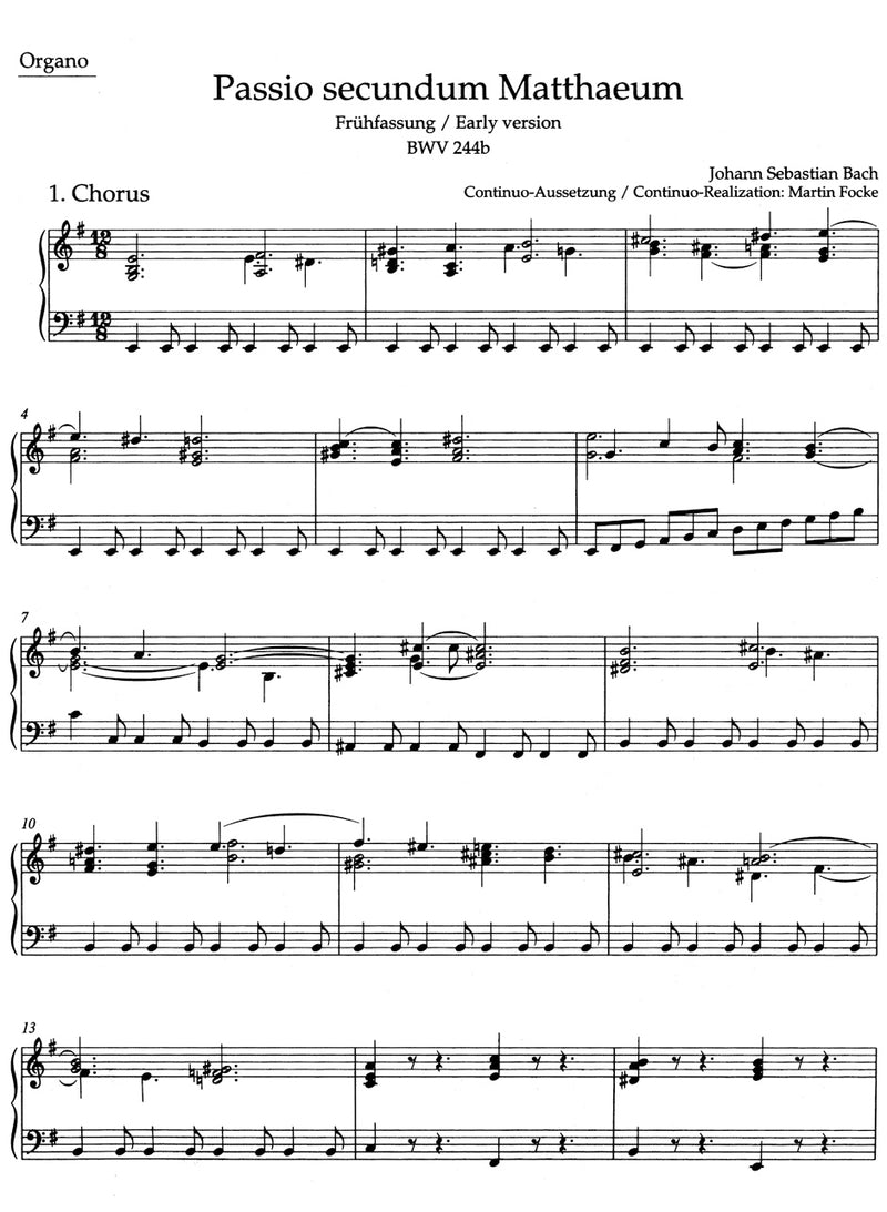Matthäus-Passion, BWV 244b (Frühfassung) [organ part]