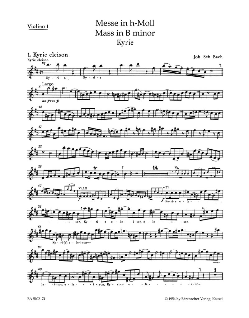Mass B minor BWV 232 [violin 1 part]