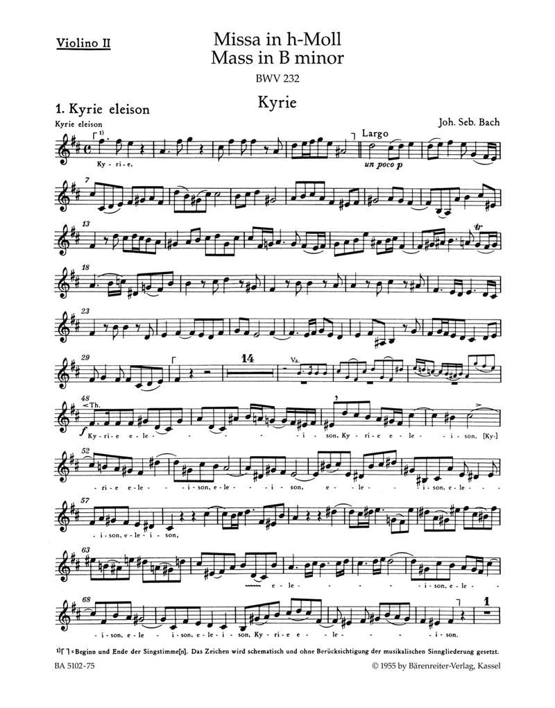 Mass B minor BWV 232 [violin 2 part]