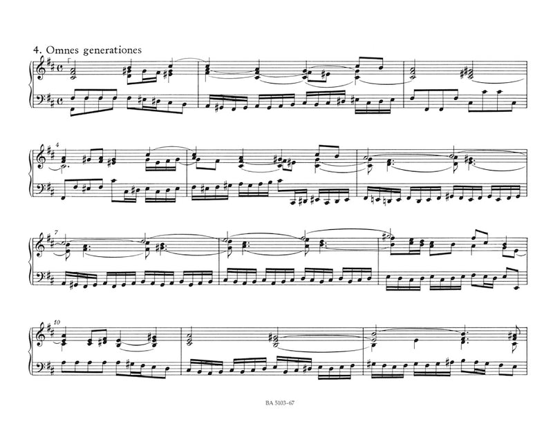 Magnificat D major BWV 243 (2nd version with the 4 inserts from the E-flat major version (transposed)) [basso continuo/Org part]
