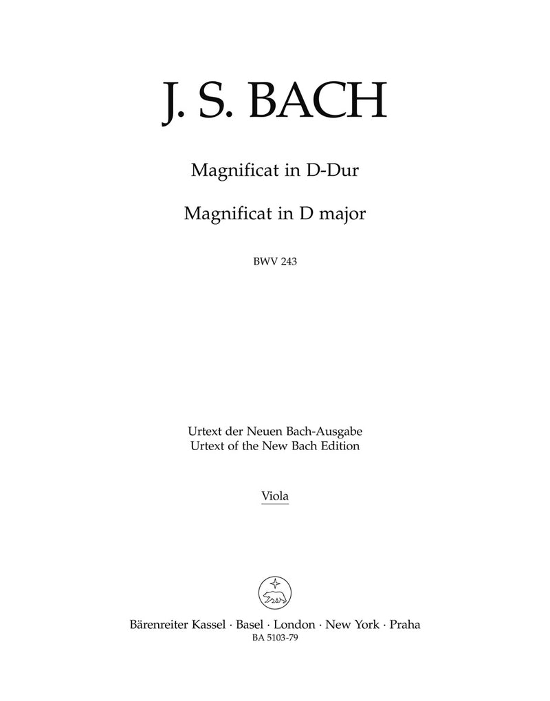 Magnificat D major BWV 243 (2nd version with the 4 inserts from the E-flat major version (transposed)) [viola part]
