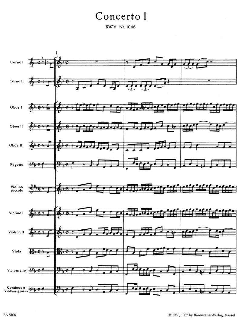 Brandenburg Concerto Nr. 1 F major BWV 1046 [score]