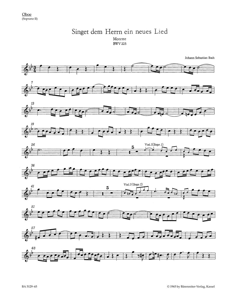 Singet dem Herrn ein neues Lied, BWV 225 [set of winds]