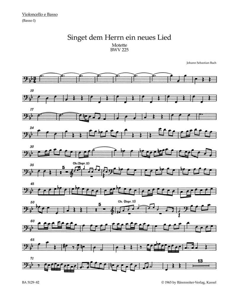 Singet dem Herrn ein neues Lied, BWV 225 [cello part]