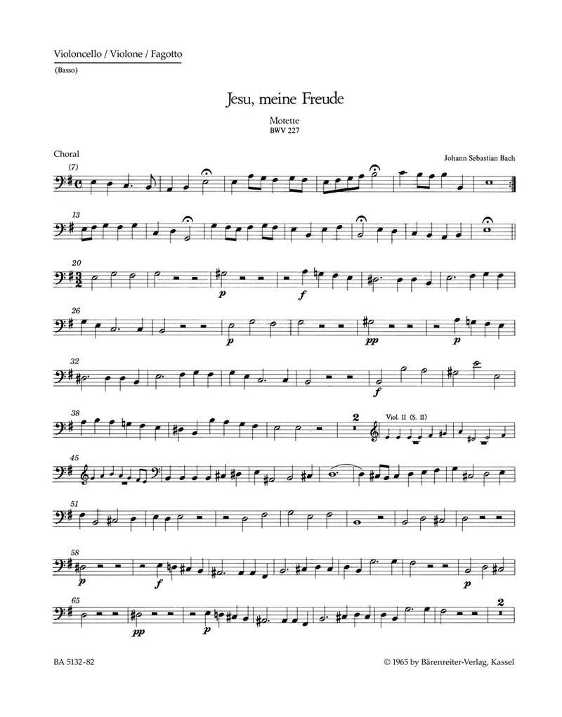 Jesu, meine Freude, BWV 227 [cello/Vo/double bass/bassoon part]