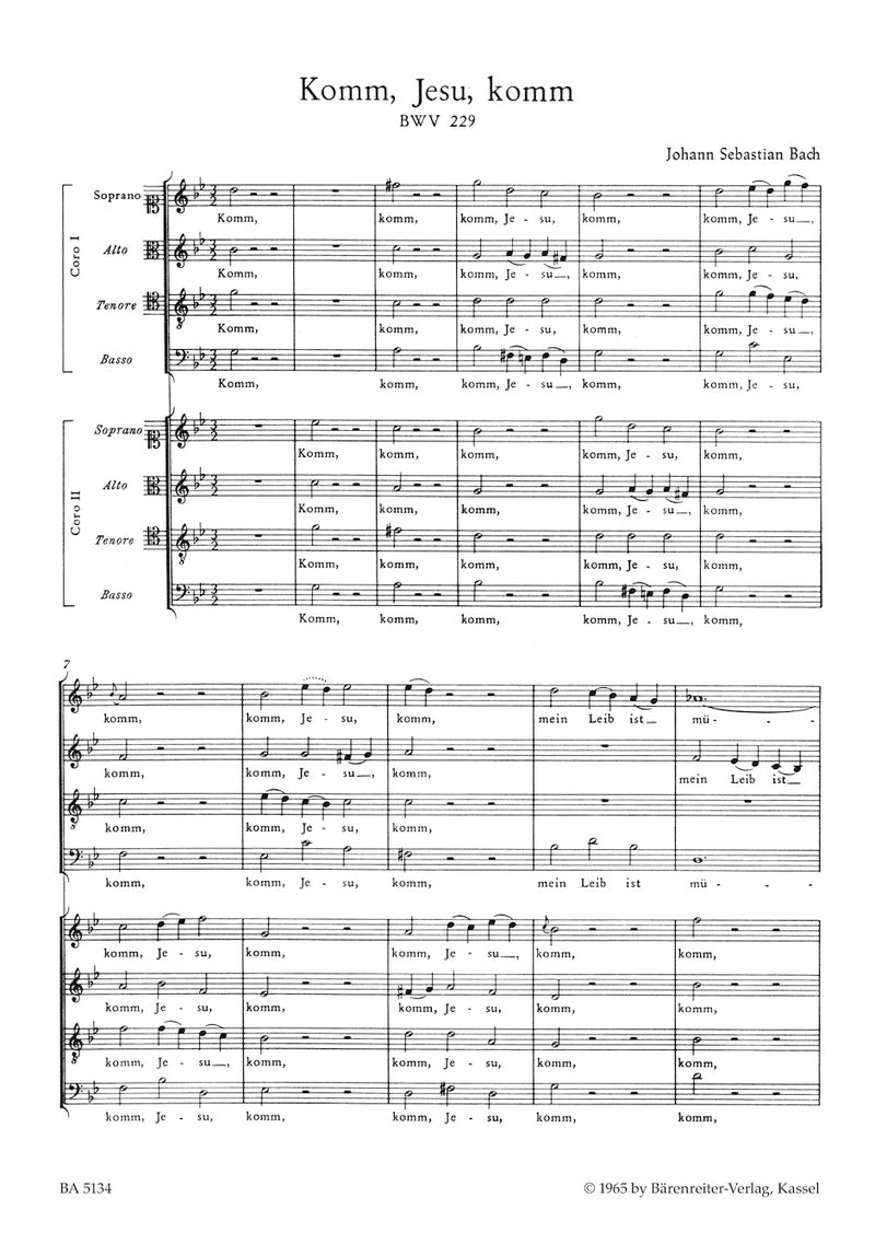 Komm, Jesu, komm, BWV 229 [合唱楽譜]
