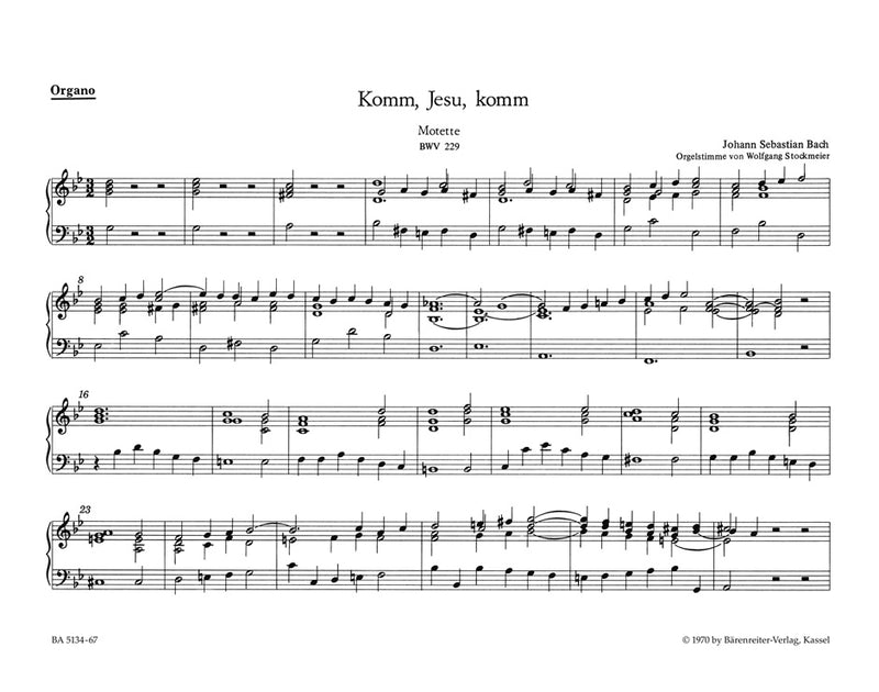 Komm, Jesu, komm, BWV 229 [organ/Bc part]