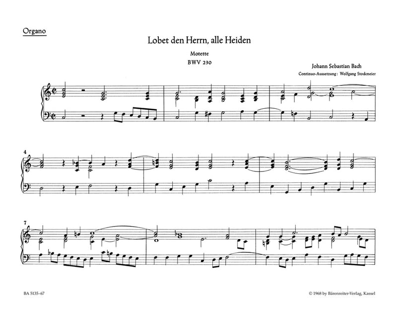 Lobet den Herrn, BWV 230 [Organ/basso continuo part]