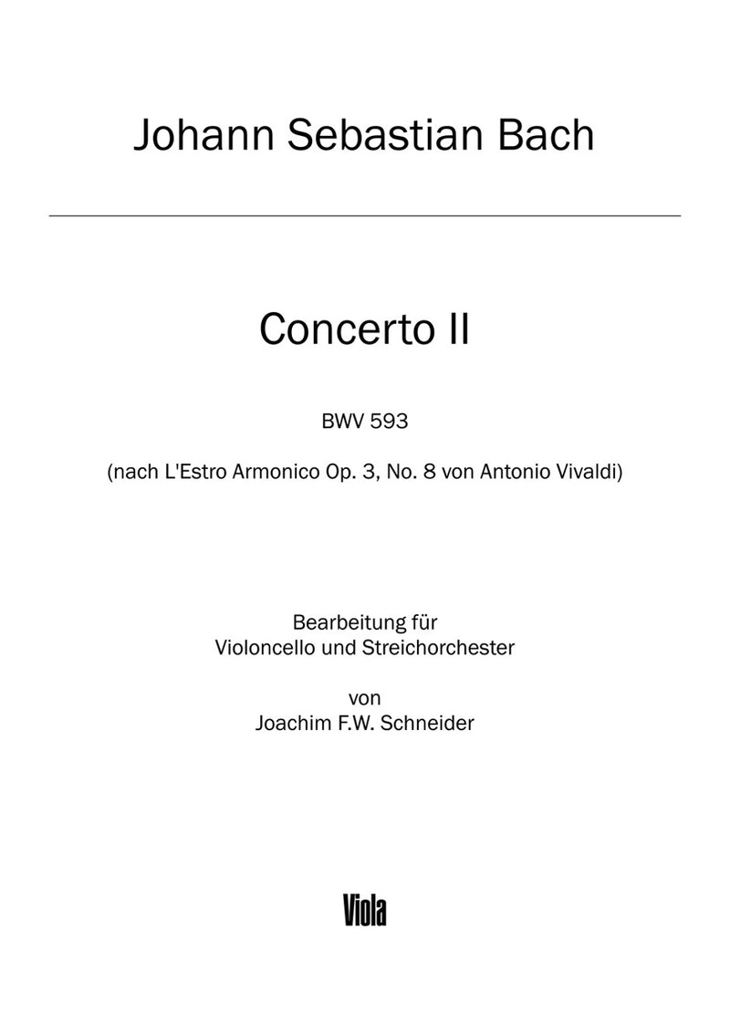 Concerto for Violoncello, Strings and Basso continuo A minor (after BWV 593) [viola part]