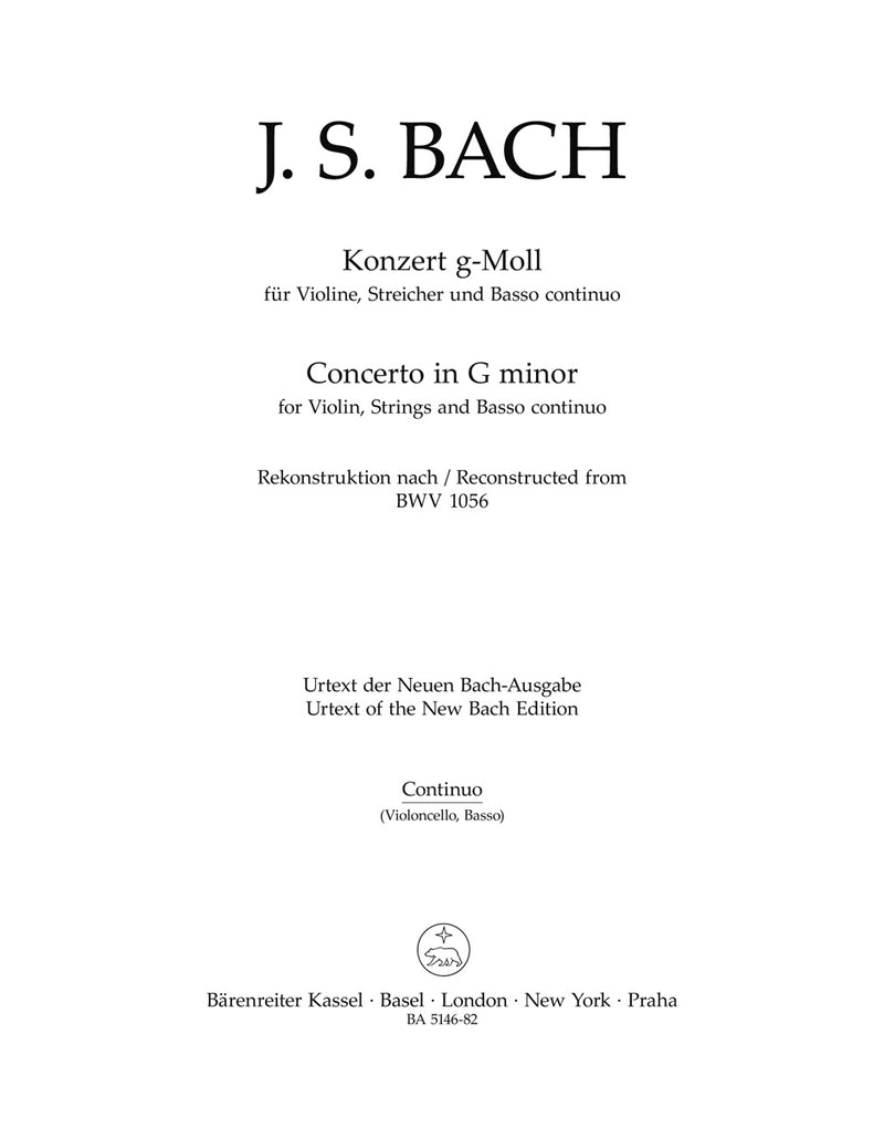 Concerto for Violin, Strings and Basso Continuo G minor [basso continuo(cello, Basso) part]
