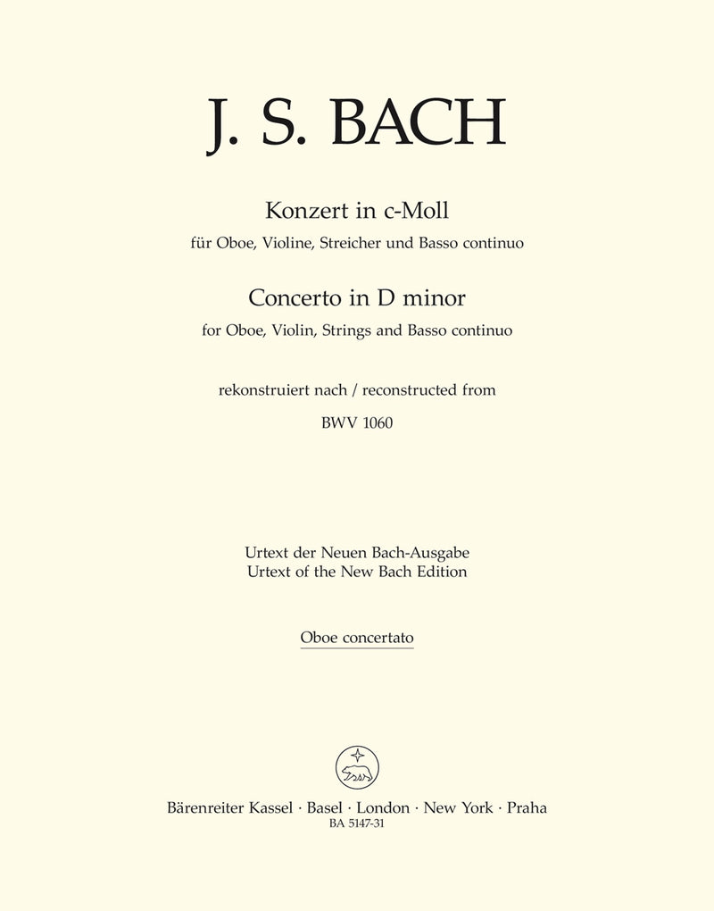 Concerto for Oboe, Violin, Strings and Basso Continuo C minor [Ob part]