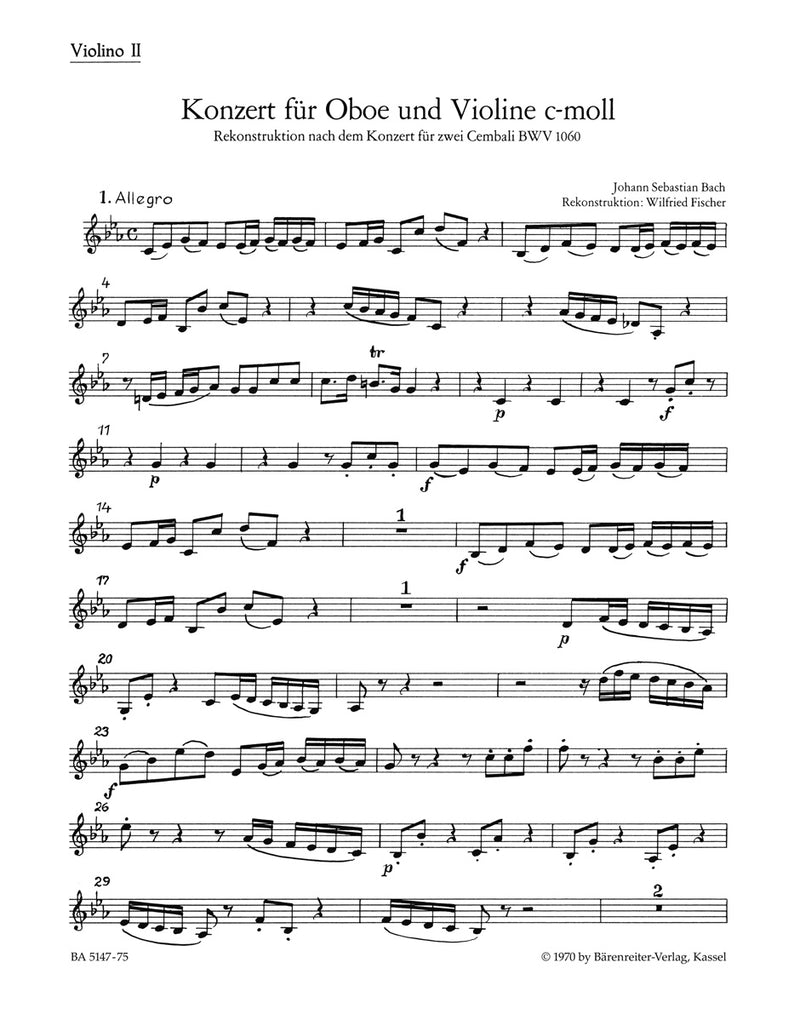 Concerto for Oboe, Violin, Strings and Basso Continuo C minor [violin 2 part]