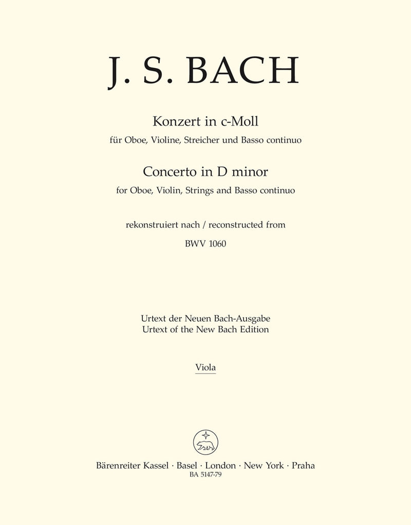Concerto for Oboe, Violin, Strings and Basso Continuo C minor [viola part]