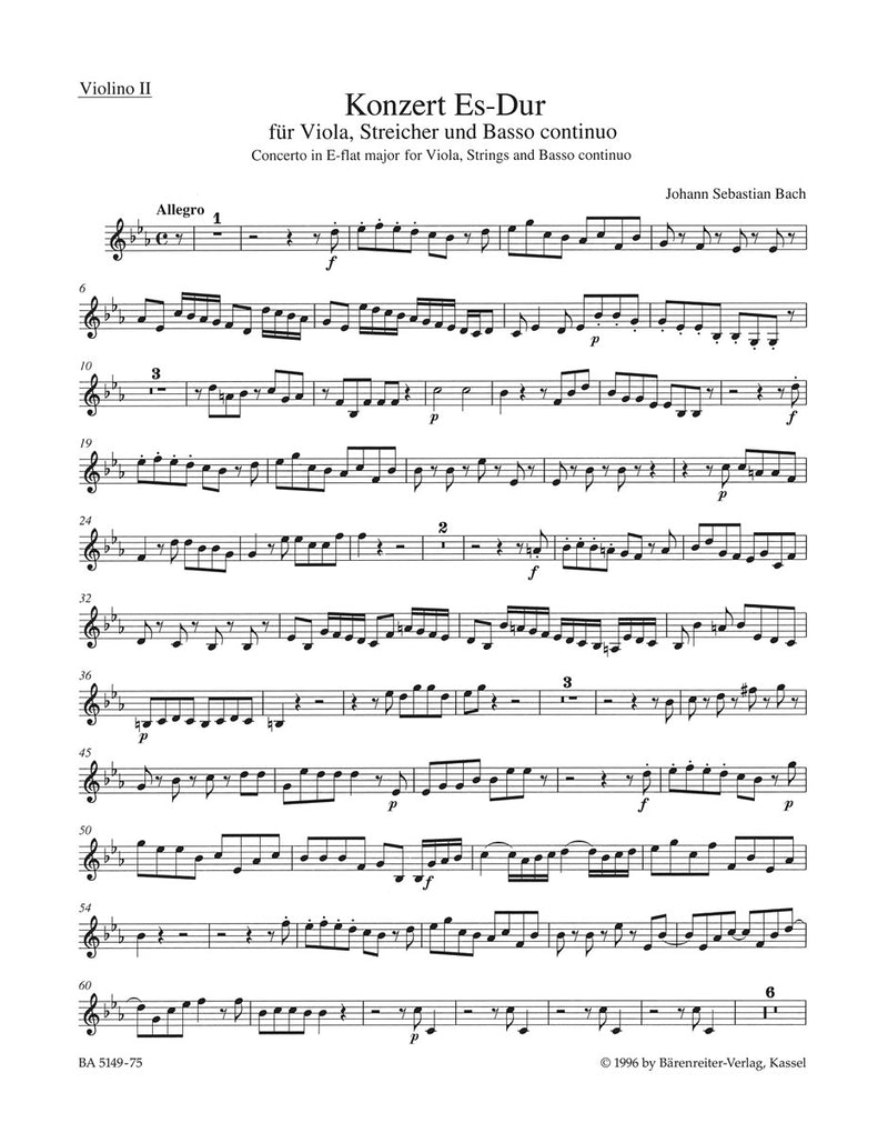 Concerto for Viola, Strings and Basso continuo E-flat major [violin 2 part]