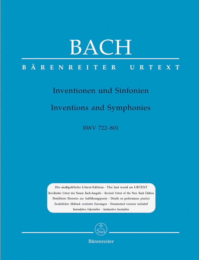 Inventions and sinfonias, BWV 772-801（運指なし） / J.S. Bach (Bärenreiter)