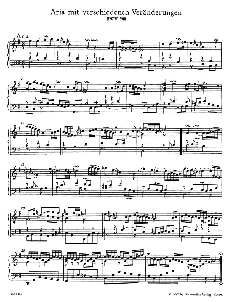 Goldberg Variations BWV 988（運指なし）