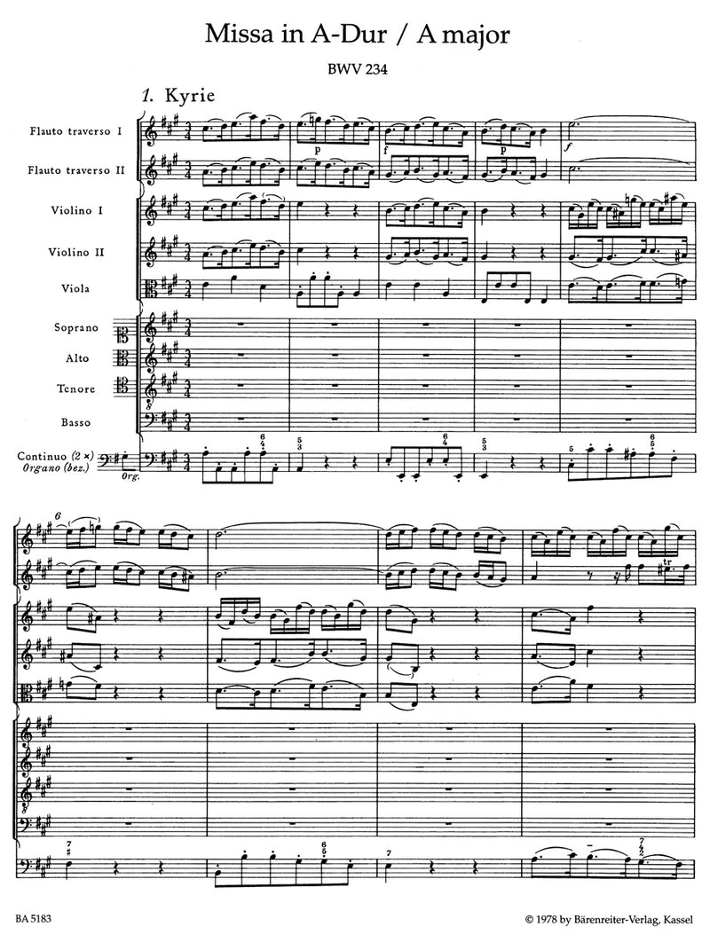 Mass A major BWV 234 "Lutheran Mass 2" [score]