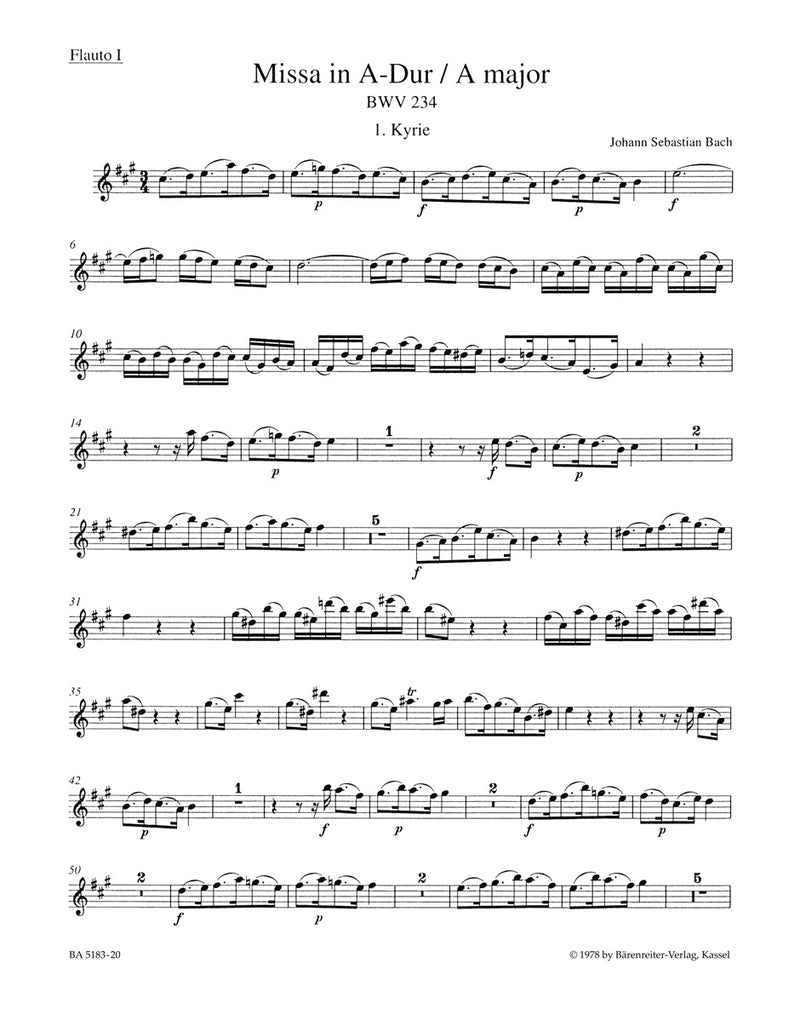 Mass A major BWV 234 "Lutheran Mass 2" [flute 1 part]