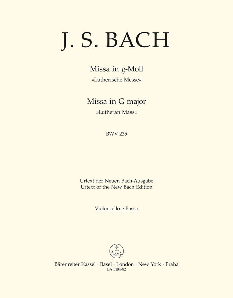 Mass G minor BWV 235 "Lutheran Mass 3" [bassoon/cello/double bass part]