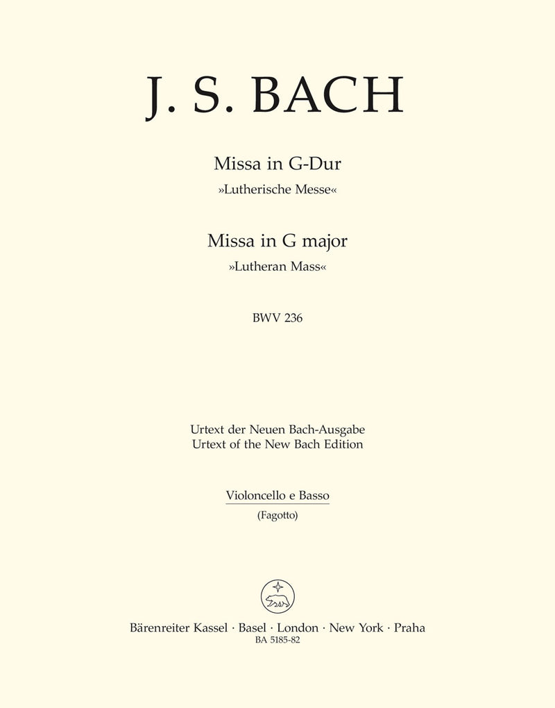 Mass G major BWV 236 "Lutheran Mass 4" [bassoon/cello/double bass part]
