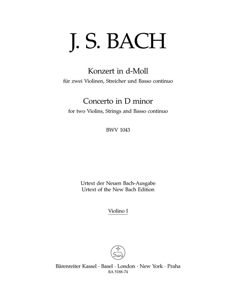 Double Concerto for two Violins, Strings and Basso continuo D minor, BWV 1043 [violin 1 part]