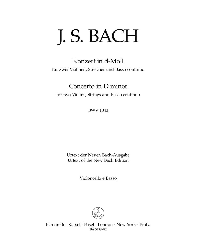 Double Concerto for two Violins, Strings and Basso continuo D minor, BWV 1043 [cello/double bass part]