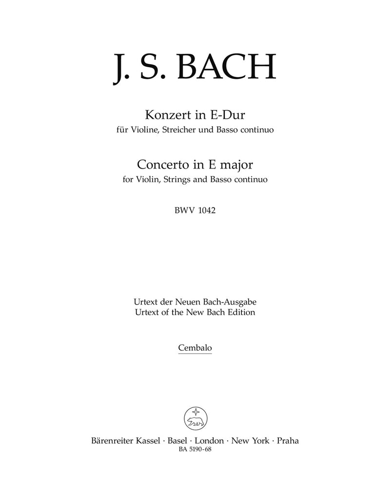 Concerto for Violin, Strings and Basso Continuo E major BWV 1042 [basso continuo/harpsichord part]
