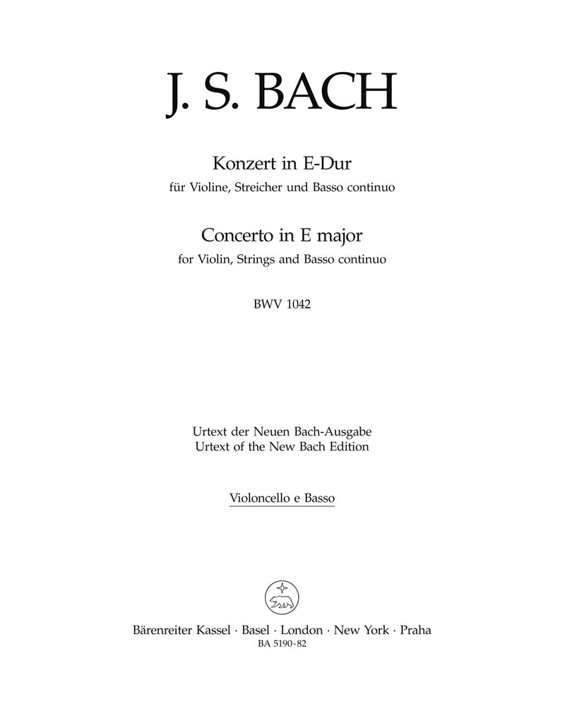 Concerto for Violin, Strings and Basso Continuo E major BWV 1042 [cello/double bass part]