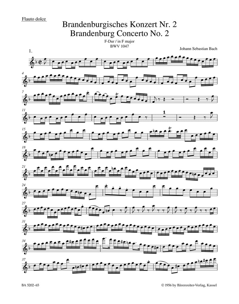 Brandenburg Concerto Nr. 2 F major BWV 1047 [set of wind parts]