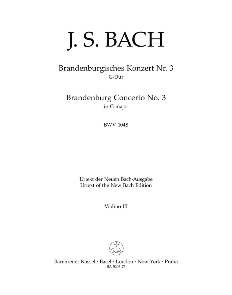 Brandenburg Concerto No. 3 G major BWV 1048 [violin 3 part]