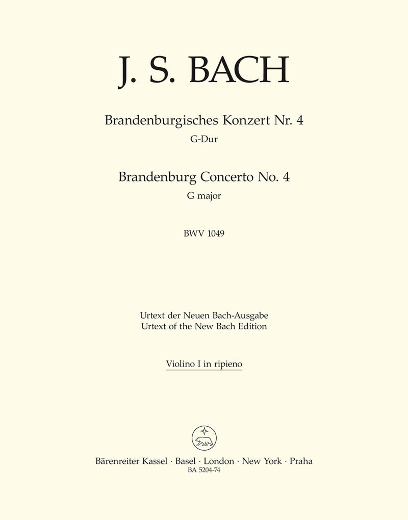 Brandenburg Concerto Nr. 4 G major BWV 1049 [violin 1 part]