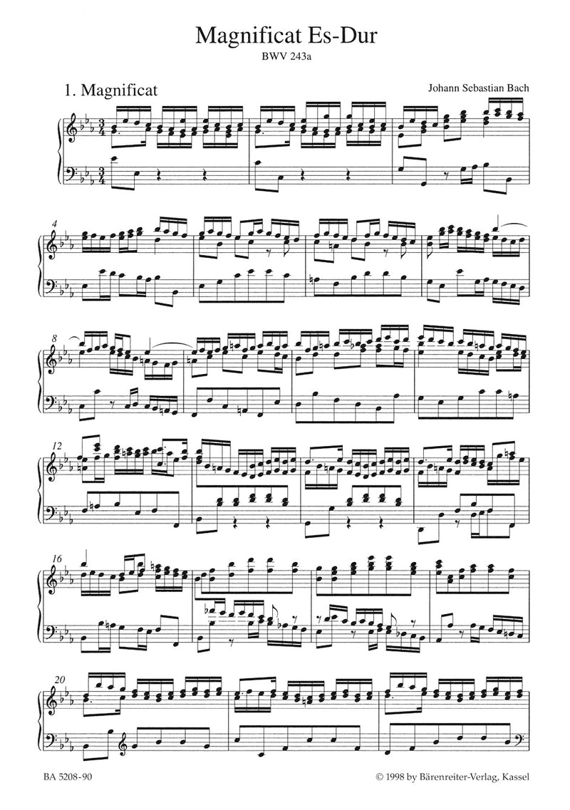 Magnificat E-flat major BWV 243a (First version)（ヴォーカル・スコア）