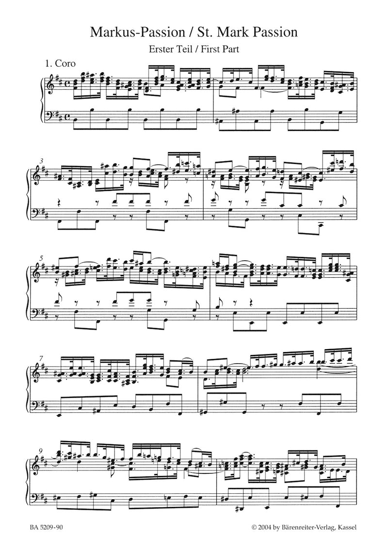 Markus-Passion BWV 247（ヴォーカル・スコア）