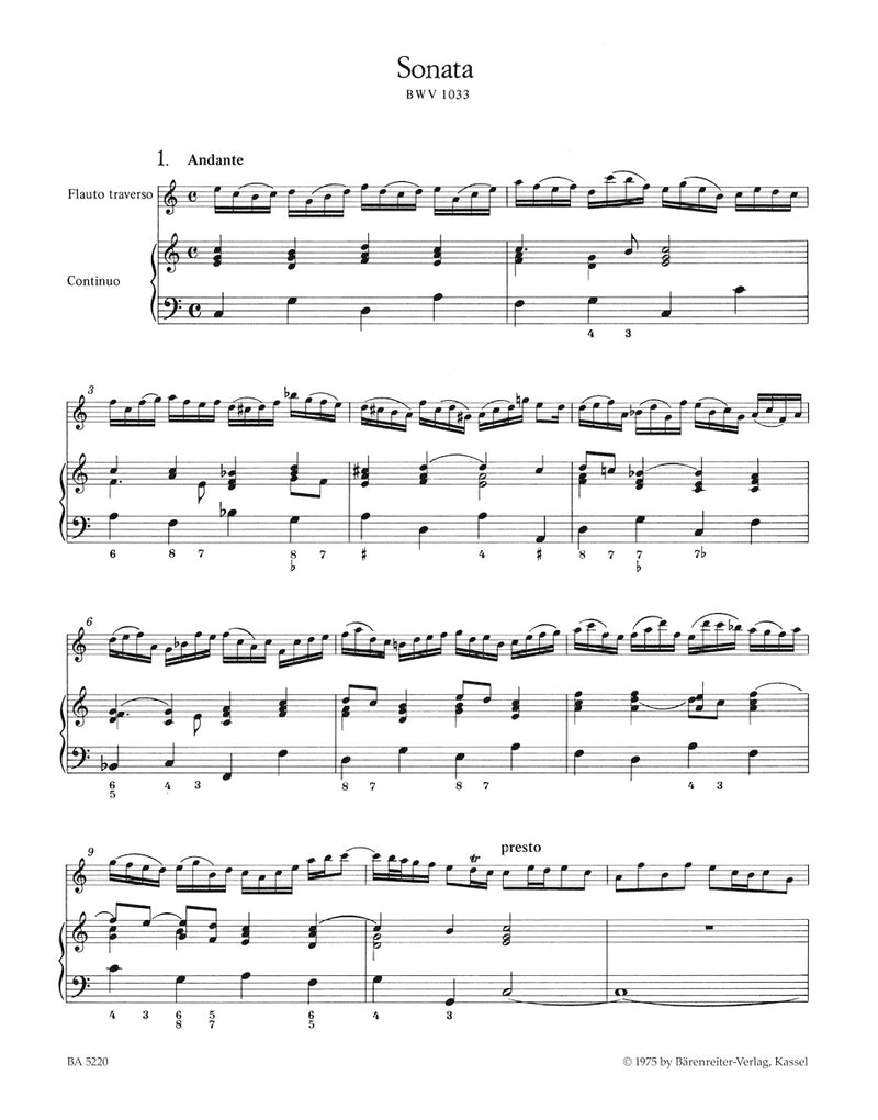 Sonata in C major for Flute and Basso Continuo / Sonatas in E-flat major and G minor for Flute and Obbligato Harpsichord BWV 1033, 1031, 1020