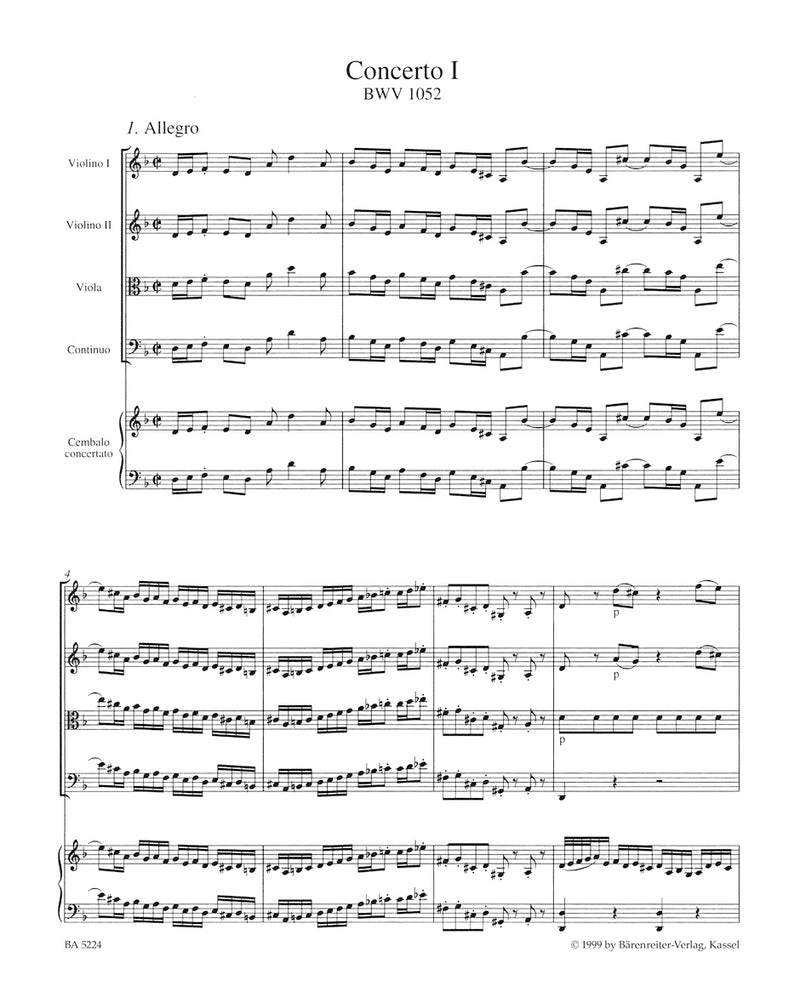 Concerto for Harpsichord and Strings Nr. 1 D minor BWV 1052 [score]