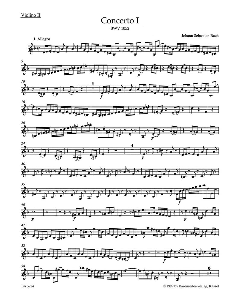 Concerto for Harpsichord and Strings Nr. 1 D minor BWV 1052 [violin 2 part]