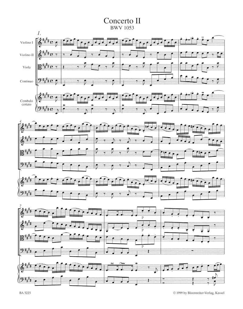 Concerto for Harpsichord and Strings Nr. 2 E major BWV 1053 [score]