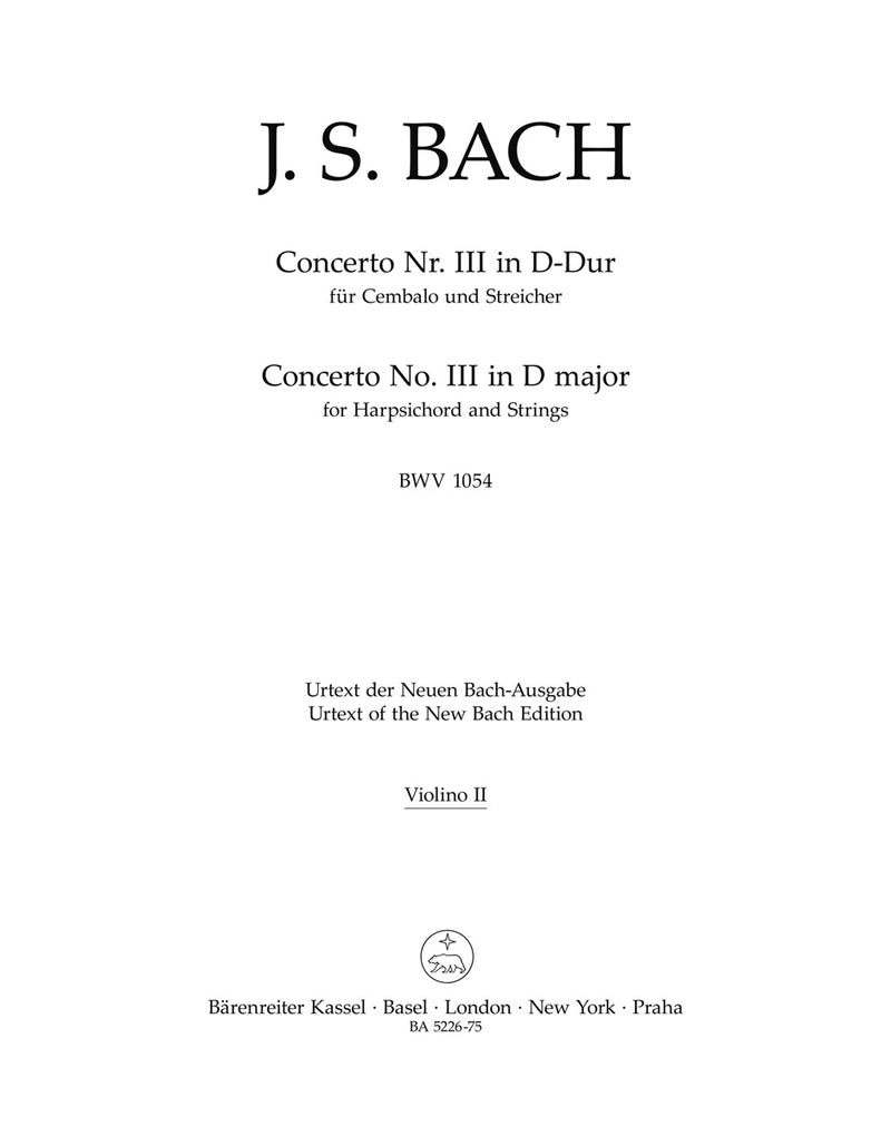 Concerto for Harpsichord and Strings Nr. 3 D major BWV 1054 [violin 2 part]