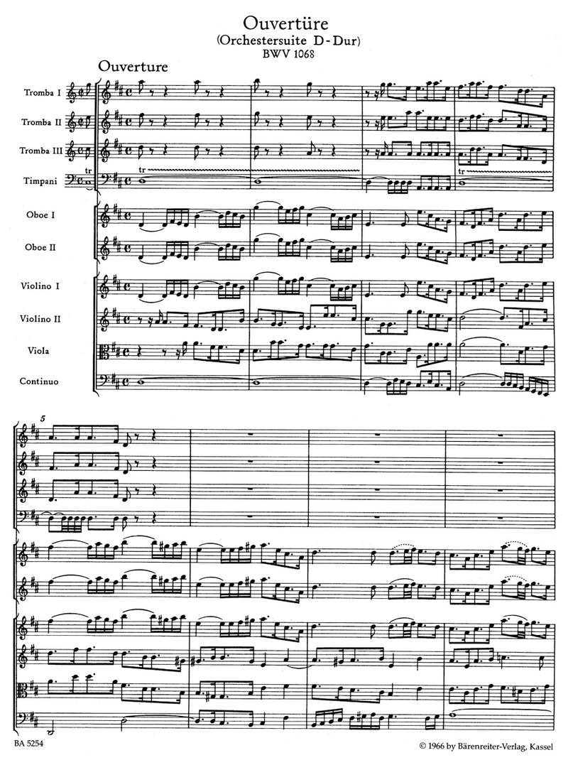 Orchestral Suite (Overture) D major BWV 1068 [score]