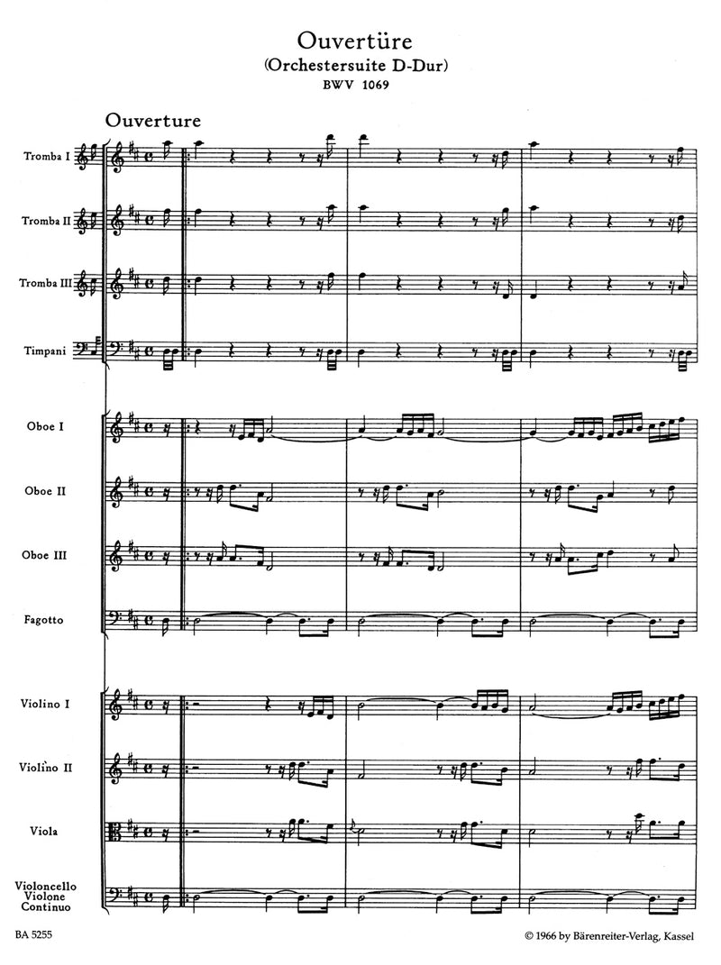 Orchestral Suite (Overture) D major BWV 1069 [score]